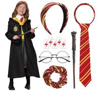 KMLGY 10 Pcs Wizard Costume Accessories Set - Wizard Hairband Hair Rope Glasses Tie Wand Necklace Tattoo Sticker, Harry Wizard Cosplay Outfit Fancy Dress for Halloween, World Book Day