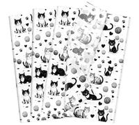KMLGY 20 Sheet Black Cat Tissue Paper, 20x14in White Cat Gift Wrapping Paper Art Craft Tissue for Spring Valentine's Day Birthday Wedding Party Supplies