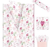 KMLGY 20 Sheet Multicolored Rose Tissue Paper, 20x14in Plant Rose Pattern Art Paper for Valentine's Day Wedding Baby Shower Party Home Decor Gift Crafts