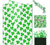 KMLGY 20 Sheets Shamrock Tissue Paper, 20x14 Inches Green Shamrock Printed Wrapping Tissue Paper St. Patrick's Day Art Decorative Tissue for St. Patrick's Day Wedding Gift Wrapping (Green)