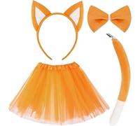 KMLGY 4 PCS Cute Dog Costume Set - Lovely Blue and Orange Dog Ears Headband Nose Bowtie Tails and Tutu for Kids Birthday Party Party Dress Up (Orange)