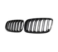 KMLONG Car Bumper Grille, Fit For, X5 X6 E70 E71 2008-2013 Auto Glossy Grills Gloss Black Front Grill Double Slat Grilles vehicle front bumper grille cover