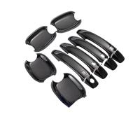 KMLONG Car Door Handle Cover Trim Sticker Fit for A4 B8 Q5 Q3 Styling Auto Accessories Glossy Black Chrome Outside Door Handle Trim Cover(Black Handle-Bowl)