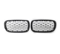 KMLONG Car Front Bumper Double Grilles Diamond Model For X5 X6 M F15 F16 F85 F86 2014-2017 vehicle front bumper grille cover(Black silver)