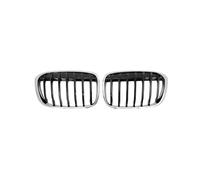 KMLONG Car Front Bumper Grille, Fit For, X1 F48 F49 2016-2019 Silver Frame Black Core Grill Auto ABS Chrome Racing Grills Grilles vehicle front bumper grille cover