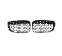 KMLONG Car Front Front Grill, Fit For E81, E82 E87 E88 128I 130I 135I 1 Series 2007-2011 Diamond Grilles Racing Grill Grille vehicle front bumper grille cover(Silver)