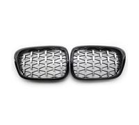 KMLONG Front Grille, Fit For, E39 51137005837 51137005838 Double Slat Sport Style Diamond vehicle front bumper grille cover(Black silver)