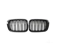 KMLONG Front Grille, Fit For, E46 4 Doors 1998-2001 Car Styling Double-line Style Slat Style Grill vehicle front bumper grille cover(Gloss black)