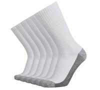 KMM Cotton Moisture Wicking Control Heavy Duty Work Boot Cushion Crew Socks Men Pack of 10, White Grey, Shoe Size: 6-12