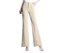 KMMBBTY Women's High Waited Bootcut Pants Ice Silk Flared Pant with Pockets Casual Loose Bell-Bottom Trousers Pic 1 4
