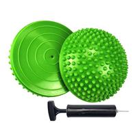 KMOCEPLY 2 Pcs Hedgehog Balance Pods with Pump Pillow Balance Hedgehog Fitness Balance Ball Half Spiky Fitness Domes Pimples Pilates Ball with Pump for Massage Stability Training Muscle Yoga (Green)