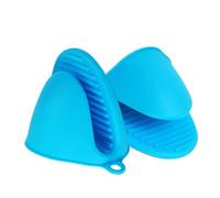 KMOCEPLY 2 PCS Silicone Anti-scald Hand Clips with Hanging Loop Silicone Oven Gloves Heat Resistant Gloves Baking Accessories Heat Proof Anti-Slip Mitts Kitchen Baking Air Fryer Mitts (Blue)
