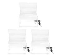 KMOCEPLY Clear Plastic Suggestion Box with Lock Acrylic Voting Recommendation Suggestion Box Transparent Storage Ballot Box Acrylic Donation Box Lockable Suggestion Business Card Box (3 Pack)