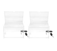 KMOCEPLY Clear Plastic Suggestion Box with Lock Acrylic Voting Recommendation Suggestion Box Transparent Storage Ballot Box Acrylic Donation Box Lockable Suggestion Business Card Box (2 Pack)