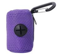 KMOCEPLY Dog Poop Bag Holder With Zipper - Mesh Fabric Attachment for Pet Waste Bags - Hangable Dispenser for Picking Up Poo While Walking and Hiking (Purple)