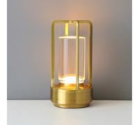 KMOCEPLY LED Crystal Lantern Table Lamp Portable Metal Cordless Rechargeable Lamp USB Rechargeable Touch 3 Colors Dimmable Table Lamp Decorative Night Light for Bedroom Bar Camping (Gold)
