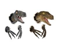 KMOCEPLY Velociraptor Statue Dinosaur Wall Mounted Head SculptureEasy to Hang Dino Wall Art Faux Dinosaurs Decor Bust Hand Painted Raptor Bust 3D Realistic Dinosaur Statue Art Ornaments (2 Pcs)