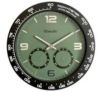 Kmok 40.5 cm Indoor Silent Wall Clock, Modern Round Plastic Clock with 3D Raised Numbers, Battery Operated Easy to Read Home Office Decor, Green