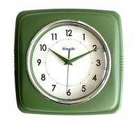 Kmok 9 Inch Retro Square Wall Clock - Battery Operated Silent Non-Ticking Decorative Clock for Home, Office, Kitchen, Bedroom, Bathroom, Living Room & School (Forest Green)