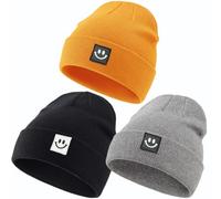 KMOLY Beanie Hat for Men Women 3 Packs, Thick Knit Winter Hat Soft Cuffed Beanies Bulk Skull Cap Unisex Slouchy Ski Watch Cap, Black+light Gray+ Ginger Yellow, One size