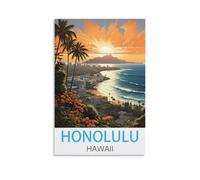 KmoNo Honolulu Hawaii Vintage Travel Posters 08x12inch(20x30cm) Wall Decor Painting Canvas Wall Art Living Room Poster Bedroom