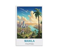 KmoNo Manila Philippines Vintage Travel Poster 16x24inch(40x60cm) Wall Decor Painting Canvas Wall Art Living Room Poster Bedroom