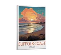 KmoNo Suffolk Coast England Vintage Travel Poster 08x12inch(20x30cm) Wall Decor Painting Canvas Wall Art Living Room Poster Bedroom