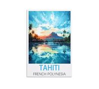 KmoNo Tahiti French Polynesia Vintage Travel Poster 08x12inch(20x30cm) Wall Decor Painting Canvas Wall Art Living Room Poster Bedroom