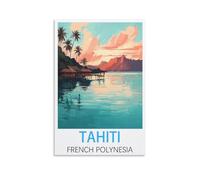 KmoNo Tahiti French Polynesia Vintage Travel Posters 08x12inch(20x30cm) Wall Decor Painting Canvas Wall Art Living Room Poster Bedroom
