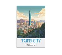 KmoNo Taipei City Taiwan Vintage Travel Poster 12x18inch(30x45cm) Poster Decor Painting Canvas Wall Art Living Room Poster Bedroom