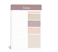 KMQOY To Do List Notepad - Daily Planner Pad Undated 52 Sheets Spiral Today Planner Note Pad Thick Paper 9.8" x 6.5" For Work and Personal Organized - （Brown）