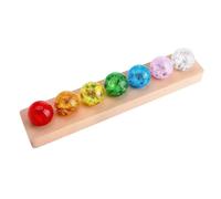 KMQRDZi 7 Color Chakra Crystal Ball, 40mm Glass Ice Cracked Balls with LED Light and Wooden Base, Quartz Meditation Healing Sphere Balls, Night Light Decoration Ornament Gifts for Home Use