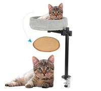 KMQRDZi Cat Bed for The Desk, Perfect Pet Nest, Floating Cat Bed, Raised House Above Desk, Office pet Climbing Frame, Can Be Lifted And Swivelled, Keeps Kitten Close And Workspace Clear (Grey)