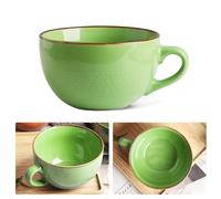 KMQRDZi Large Coffee Cup XXL Ceramic 700 ml Soup Cups with Handle, Breakfast Bowl, Cereal, Soup, Porridge, Salad, Extra Large Ceramic Mug (700 ml, Green)