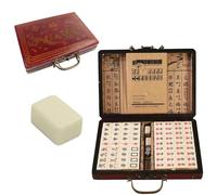 KMQRDZi White Diamine Mahjong, Chinese Mahjong, Japanese Riichi Mahjong Set, Leisure Mahjong Stones with PU Box Set
