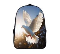 KMRHOUTIQ 16 Inch White Dove Flying Laptop Backpack for Men Women Water-Resistant Lightweight Travel Daypack with Breathable Back Panel Adjustable Straps Padded Top Handle Computer Bag