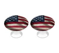 KMRHOUTIQ 2 Pack 1.1 Inch (28 Mm) Round American Flag Drawer Knobs Modern Kitchen Cabinet Knob Hardware Handles Decorative Furniture Knobs for Dresser, Cupboards, Wardrobes, Bifold Door, Closet Door
