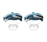 KMRHOUTIQ 2 Pack 1.1 Inch (28 Mm) Round Blue Shark Drawer Knobs Modern Kitchen Cabinet Knob Hardware Handles Decorative Furniture Knobs for Dresser, Cupboards, Wardrobes, Bifold Door, Closet Door