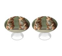 KMRHOUTIQ 2 Pack 1.1 Inch (28 Mm) Round Bunny Statue Drawer Knobs Modern Kitchen Cabinet Knob Hardware Handles Decorative Furniture Knobs for Dresser, Cupboards, Wardrobes, Bifold Door, Closet Door
