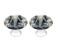 KMRHOUTIQ 2 Pack 1.1 Inch (28 Mm) Round Car Elephant Drawer Knobs Modern Kitchen Cabinet Knob Hardware Handles Decorative Furniture Knobs for Dresser, Cupboards, Wardrobes, Bifold Door, Closet Door