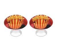 KMRHOUTIQ 2 Pack 1.1 Inch (28 Mm) Round Cartoon Fries Drawer Knobs Modern Kitchen Cabinet Knob Hardware Handles Decorative Furniture Knobs for Dresser, Cupboards, Wardrobes, Bifold Door, Closet Door