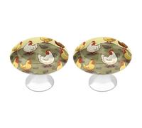 KMRHOUTIQ 2 Pack 1.1 Inch (28 Mm) Round Chickens Drawer Knobs Modern Kitchen Cabinet Knob Hardware Handles Decorative Furniture Knobs for Dresser, Cupboards, Wardrobes, Bifold Door, Closet Door