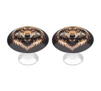 KMRHOUTIQ 2 Pack 1.1 Inch (28 Mm) Round Cool Coyote Drawer Knobs Modern Kitchen Cabinet Knob Hardware Handles Decorative Furniture Knobs for Dresser, Cupboards, Wardrobes, Bifold Door, Closet Door