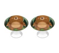 KMRHOUTIQ 2 Pack 1.1 Inch (28 Mm) Round Cute Bear Drawer Knobs Modern Kitchen Cabinet Knob Hardware Handles Decorative Furniture Knobs for Dresser, Cupboards, Wardrobes, Bifold Door, Closet Door