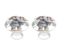 KMRHOUTIQ 2 Pack 1.1 Inch (28 Mm) Round Cute Elephant Drawer Knobs Modern Kitchen Cabinet Knob Hardware Handles Decorative Furniture Knobs for Dresser, Cupboards, Wardrobes, Bifold Door, Closet Door