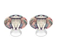 KMRHOUTIQ 2 Pack 1.1 Inch (28 Mm) Round Hand Drawn Cat Drawer Knobs Modern Kitchen Cabinet Knob Hardware Handles Decorative Furniture Knobs for Dresser, Cupboards, Wardrobes, Bifold Door, Closet Door