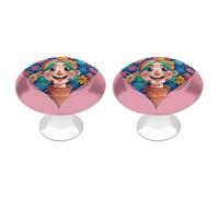 KMRHOUTIQ 2 Pack 1.1 Inch (28 Mm) Round Heart Flowers Drawer Knobs Modern Kitchen Cabinet Knob Hardware Handles Decorative Furniture Knobs for Dresser, Cupboards, Wardrobes, Bifold Door, Closet Door