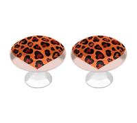 KMRHOUTIQ 2 Pack 1.1 Inch (28 Mm) Round Heart Leopard Drawer Knobs Modern Kitchen Cabinet Knob Hardware Handles Decorative Furniture Knobs for Dresser, Cupboards, Wardrobes, Bifold Door, Closet Door