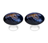 KMRHOUTIQ 2 Pack 1.1 Inch (28 Mm) Round Jellyfish Drawer Knobs Modern Kitchen Cabinet Knob Hardware Handles Decorative Furniture Knobs for Dresser, Cupboards, Wardrobes, Bifold Door, Closet Door