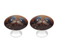 KMRHOUTIQ 2 Pack 1.1 Inch (28 Mm) Round Love Birdie Drawer Knobs Modern Kitchen Cabinet Knob Hardware Handles Decorative Furniture Knobs for Dresser, Cupboards, Wardrobes, Bifold Door, Closet Door